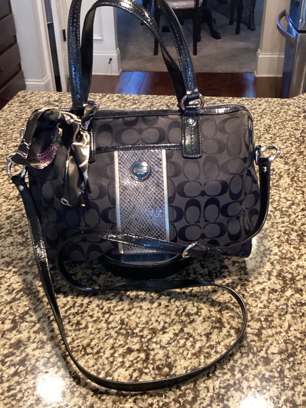 Coach Black Signature Jacquard Satchel with Crossbody Strap - Picture 1 of 5